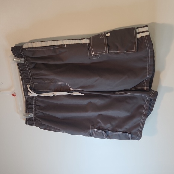 Kanu Surf Board Shorts Gray Swim Beach Cargo Pockets Lined Drawstring Men's L - Picture 3 of 10